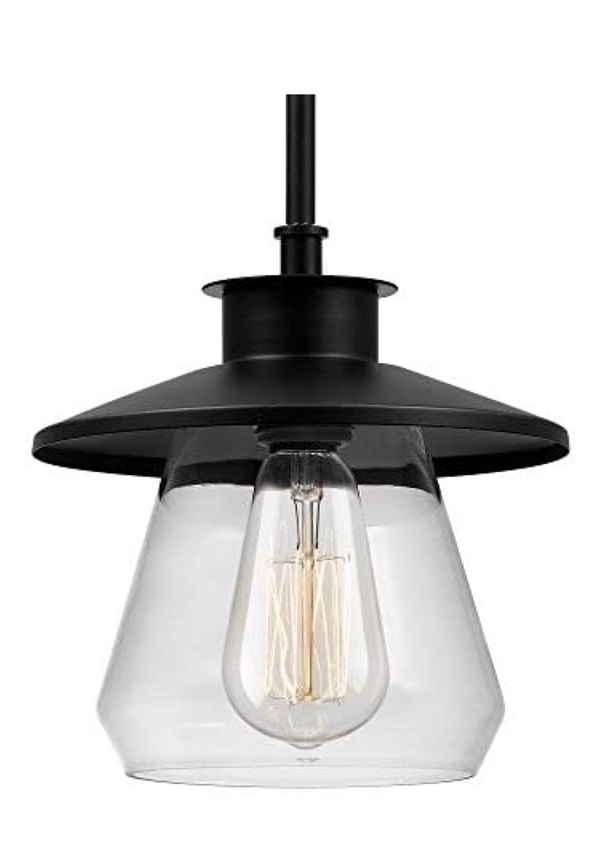 vintage lantern style pendant light in oil rubbed bronze with clear shade for a modern farmhouse kitchen